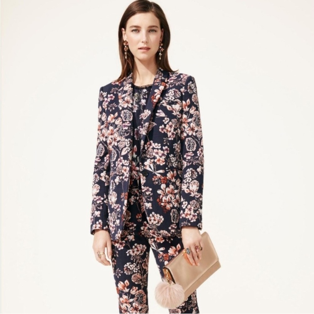 NWT Ann Taylor Winter Geranium Jacquard Blazer